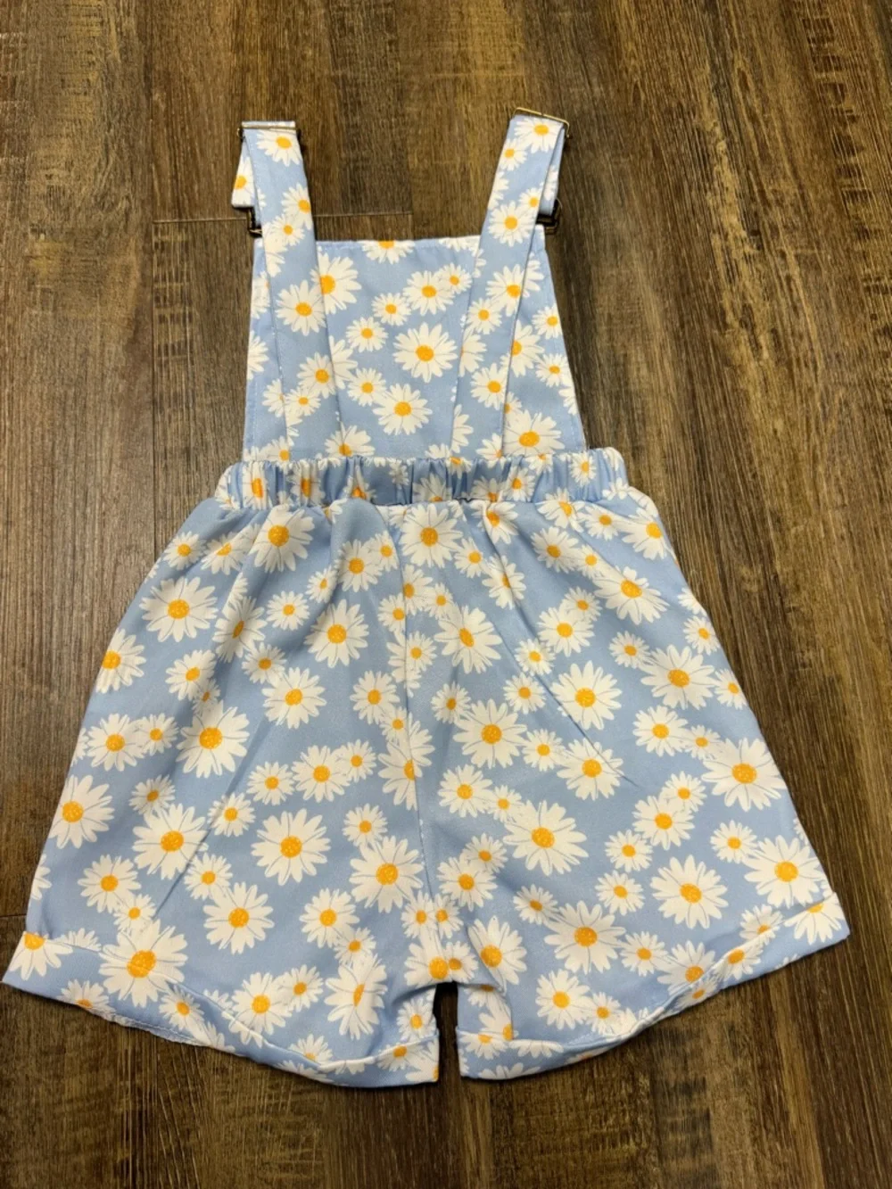 Blue Daisy‎ Print Kids Overalls Shorts - Floral Suspender Romper 2-3 Year Old